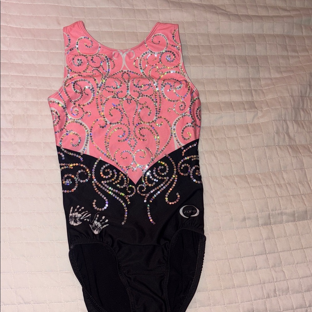 Chalk Warrior Sparkly Pink and Black Adult XS Gymnastics Leotard!